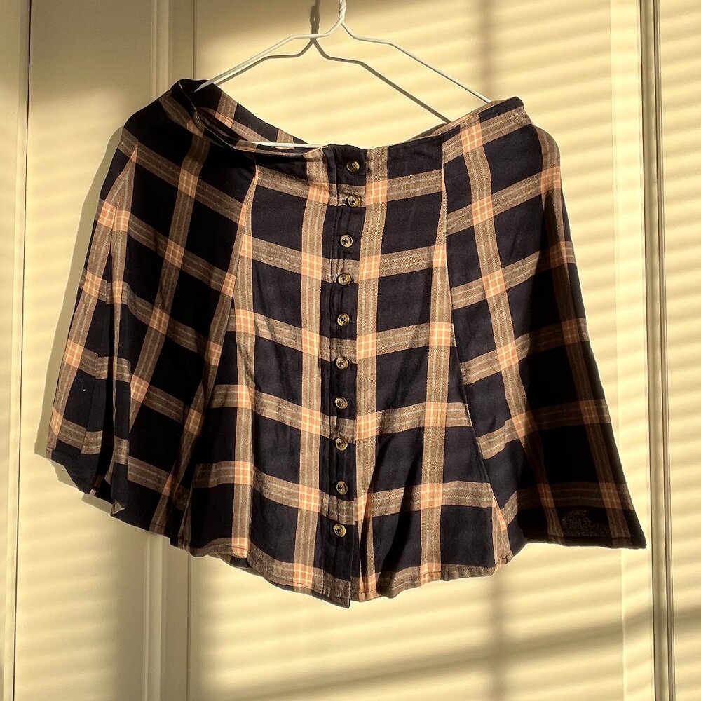 plaid pink and navy american eagle skirt